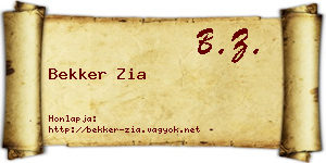 Bekker Zia névjegykártya
